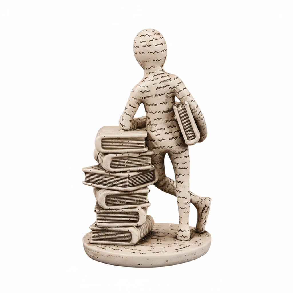 تمثال عاشق الكتب - خلفية بيضاء